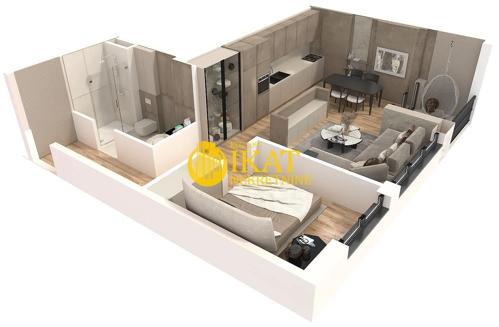 Sale, one bedroom apartment, 53m², Banovo Brdo, Beograd