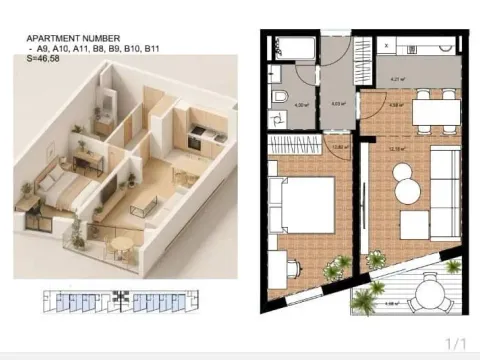 Prodaja, jednosoban stan, 41m², Bečići, Budva - image 1