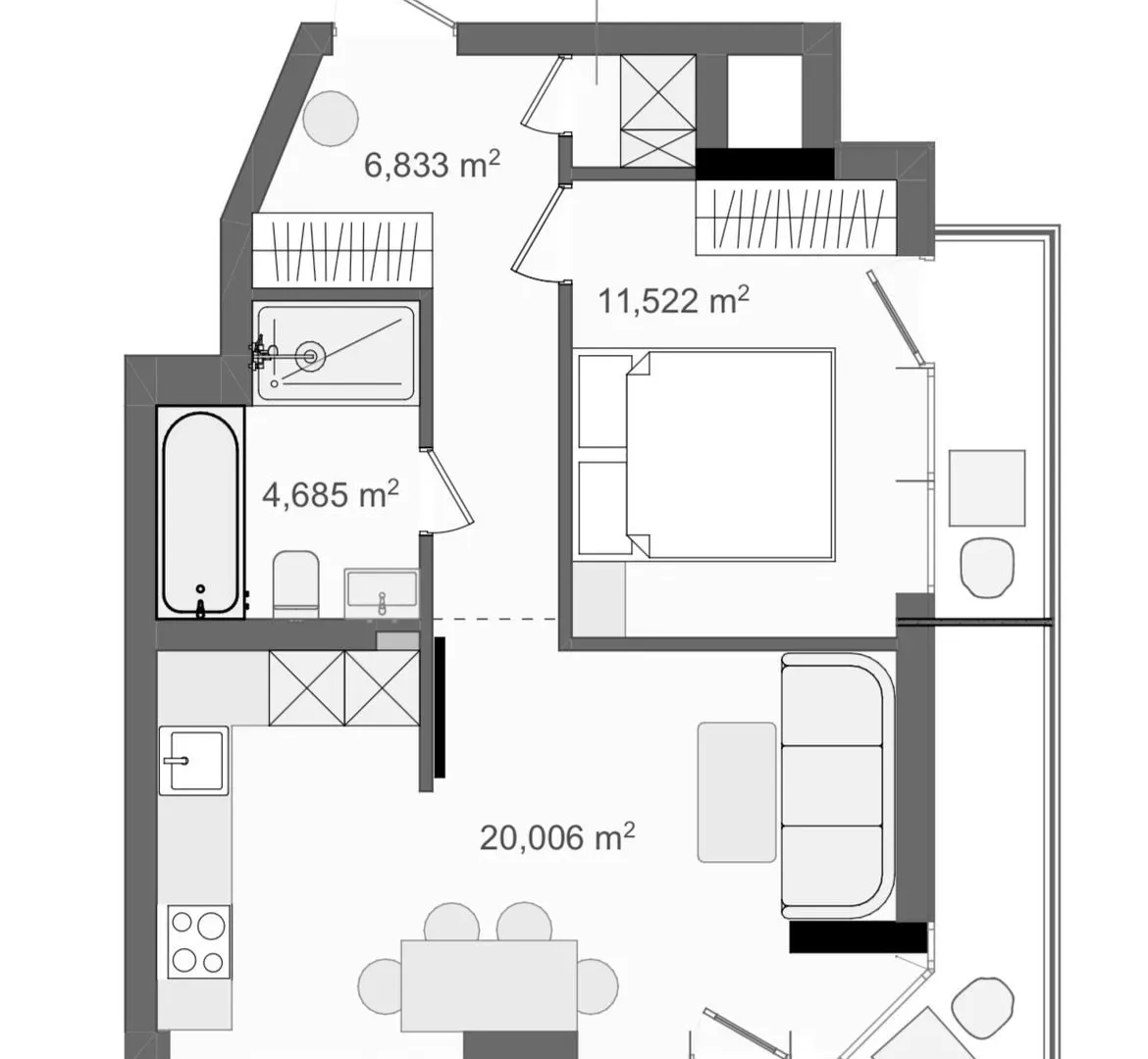 Sale, one bedroom apartment, 55m², Centar, Bar
