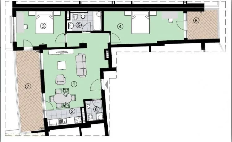 Sale, two bedroom apartment, 92m², Bečići, Budva
