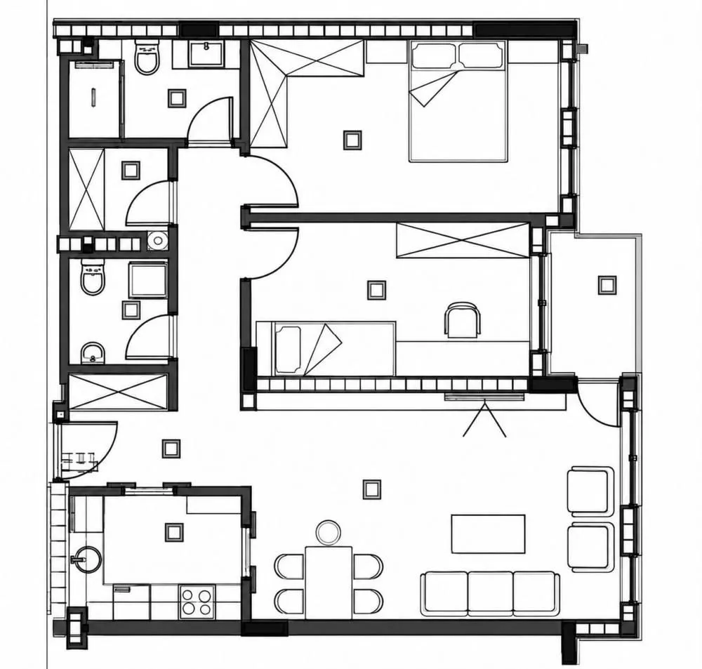Floor plan showing the layout of rooms and furniture.