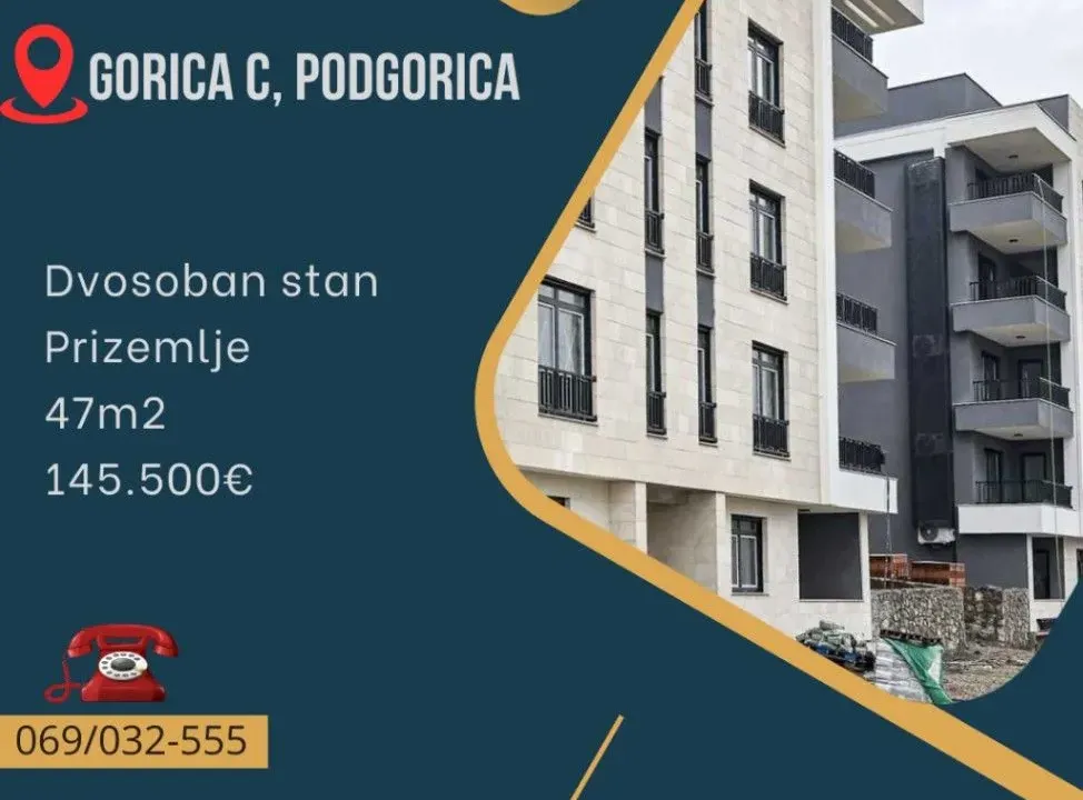 Prodaja, dvosoban stan, 47m², Gorica C, Podgorica