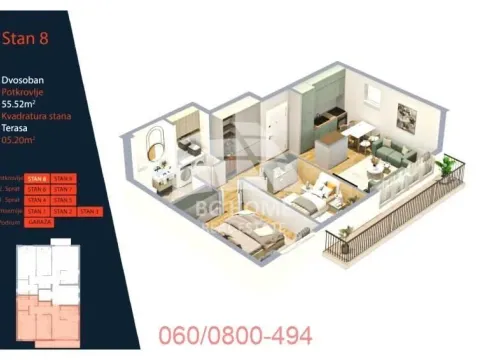 Prodaja, trosoban stan, 56m², Lekino Brdo, Voždovac Sve Podlokacije - image 3