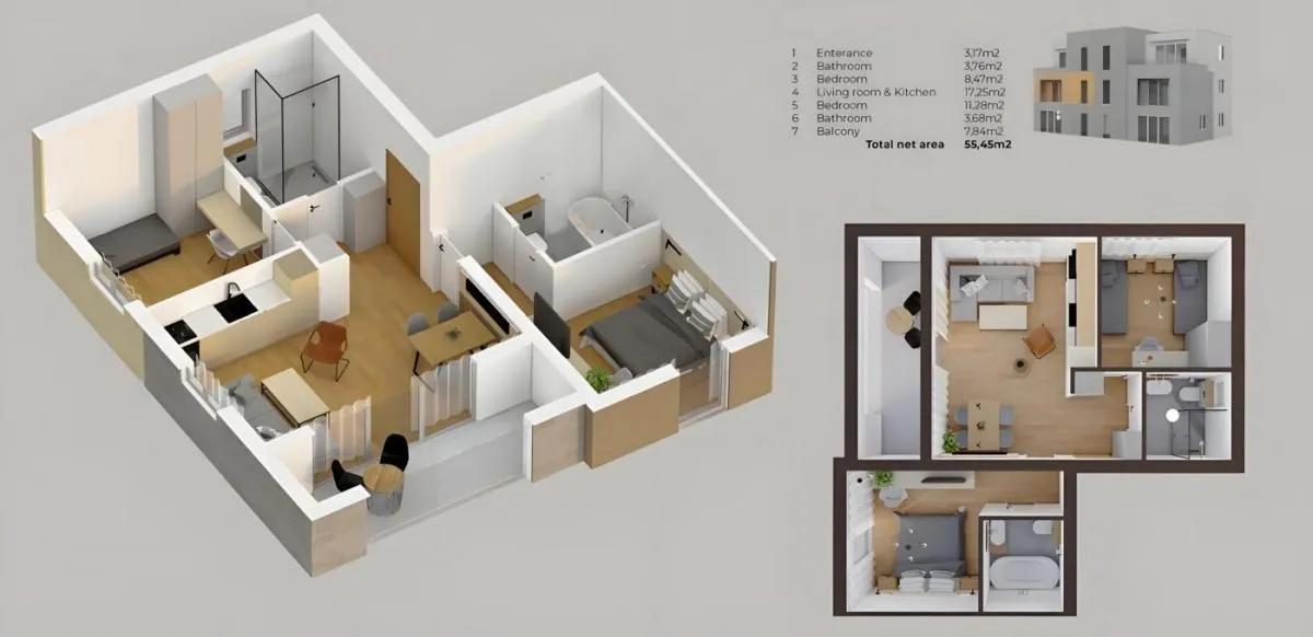 Prodaja, jednosoban stan, 55m², Stoliv, Kotor