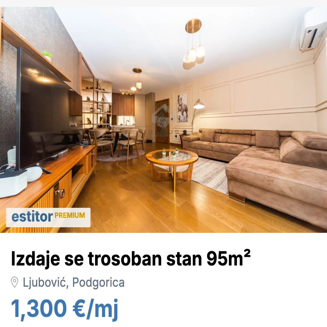 Izdavanje, trosoban stan, 95m², Ljubović, Podgorica