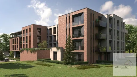 Spoljašnji izgled moderne stambene zgrade sa uređenom zelenom površinom. - image 4