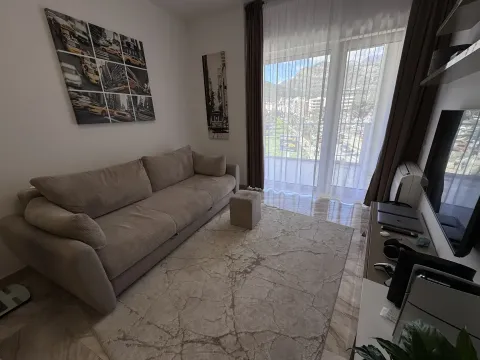Dnevna soba sa garniturom, tepihom i televizorom. - image 4