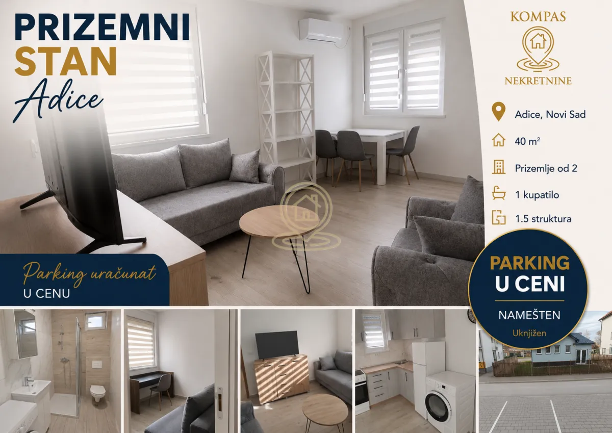 Prodaja, jednosoban stan, 40m², Adice, Novi Sad Sve Podlokacije