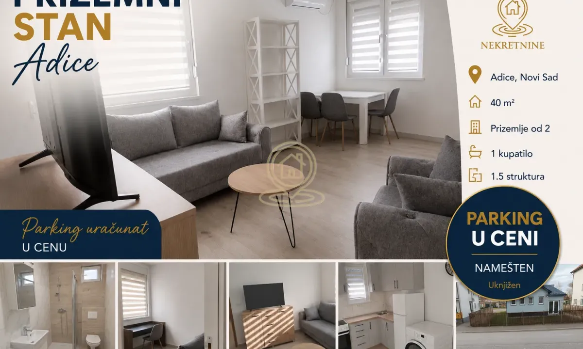 Sale, one bedroom apartment, 40m², Adice, Novi Sad Sve Podlokacije