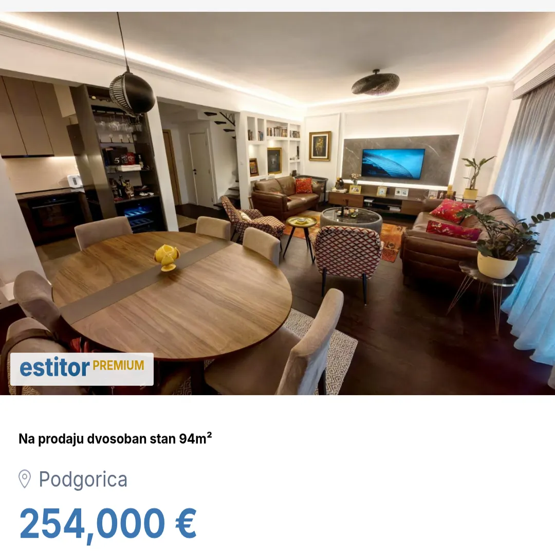 Prodaja, dvosoban stan, 94m², Podgorica, Crna Gora
