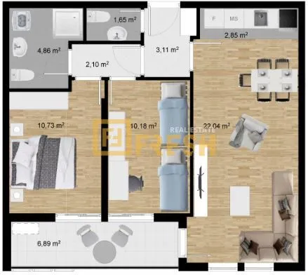 Prodaja, dvosoban stan, 64m², Stari Aerodrom, Podgorica