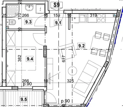 Arhitektonski nacrt stana sa rasporedom prostorija i dimenzijama. - image 2