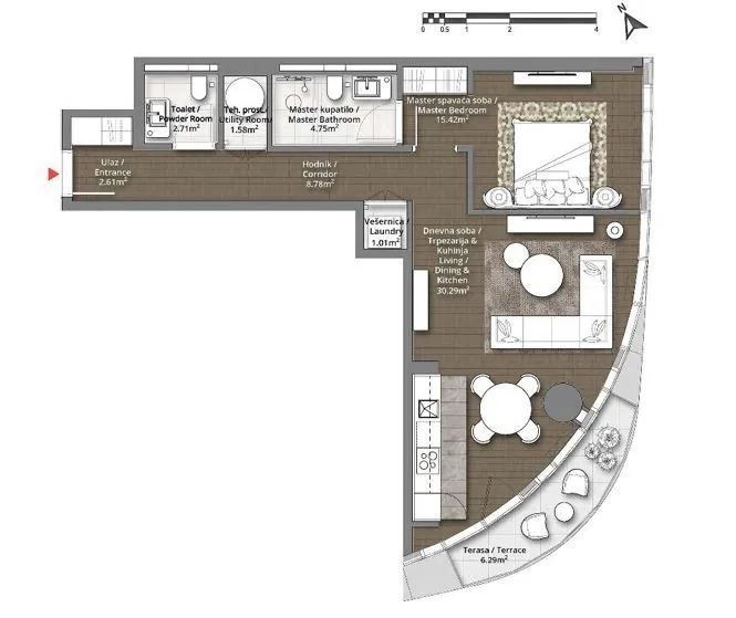 Sale, two bedroom apartment, 73m², Beograd Na Vodi, Beograd