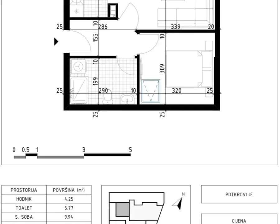 Prodaja, jednosoban stan, 39m², Zabjelo, Podgorica