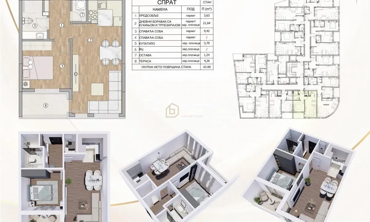 Prodaja, jednosoban stan, 43m², Pantelej, Niš