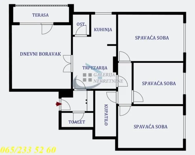 Sale, three bedroom apartment, 88m², Lipov Lad, Zvezdara Sve Podlokacije