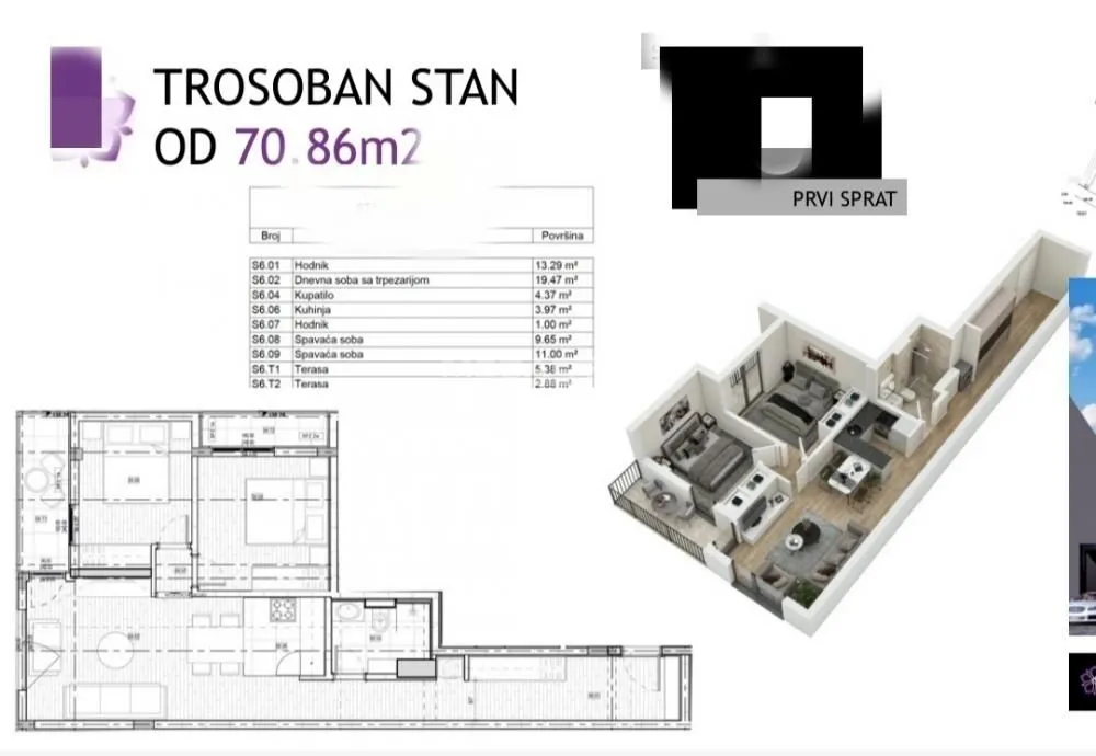 Prodaja, trosoban stan, 71m², Lekino Brdo, Voždovac Sve Podlokacije