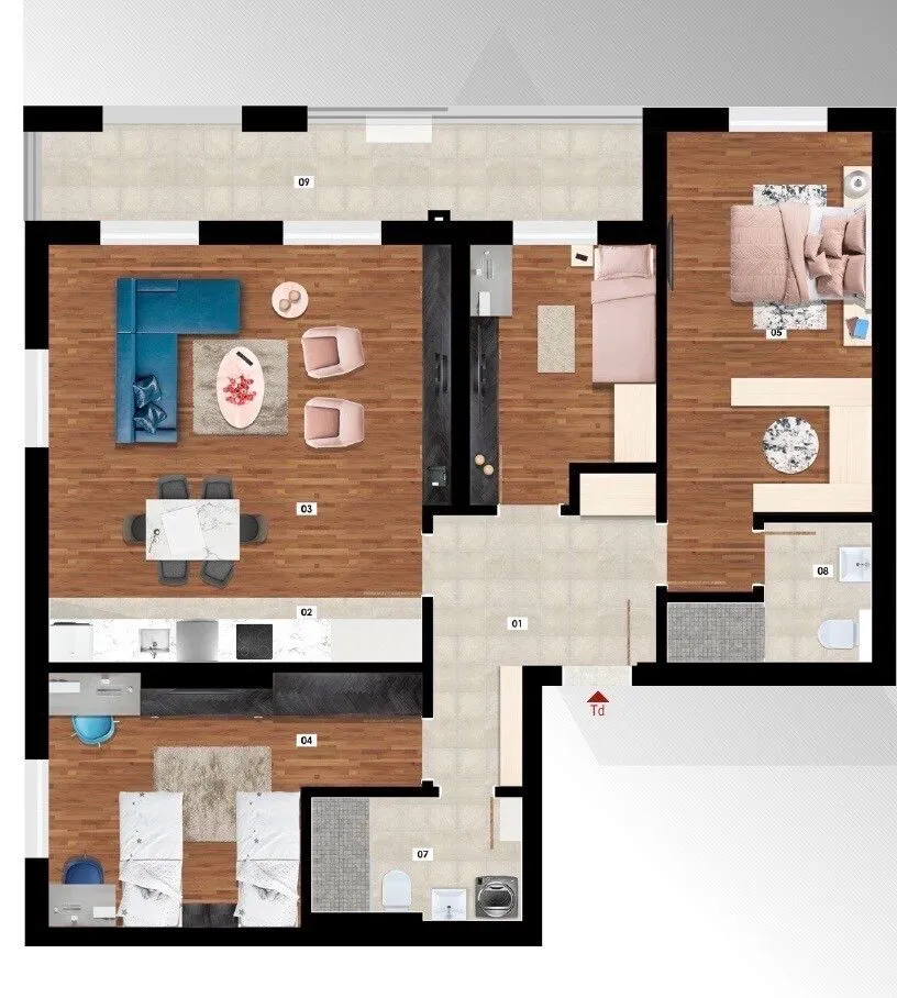 Prodaja, trosoban stan, 104m², Stari Aerodrom, Podgorica