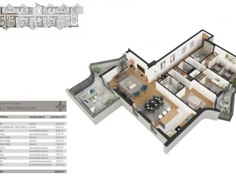 Sale, three bedroom apartment, 121m², Bar, Crna Gora