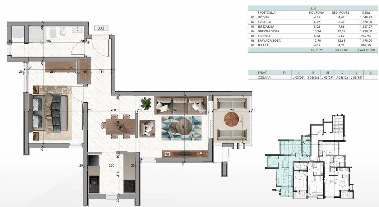 Sale, one bedroom apartment, 55m², Ilino, Bar