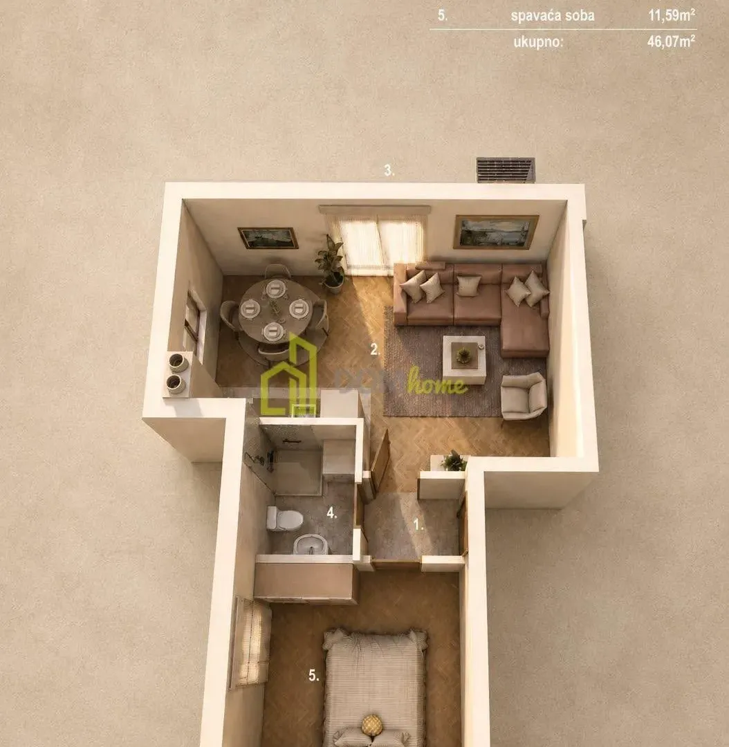 Prodaja, jednosoban stan, 46m², Nikšić, Crna Gora