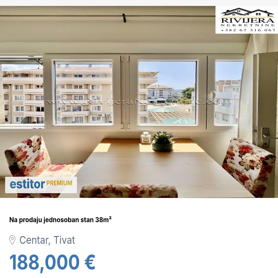 Prodaja, jednosoban stan, 38m², Centar, Tivat