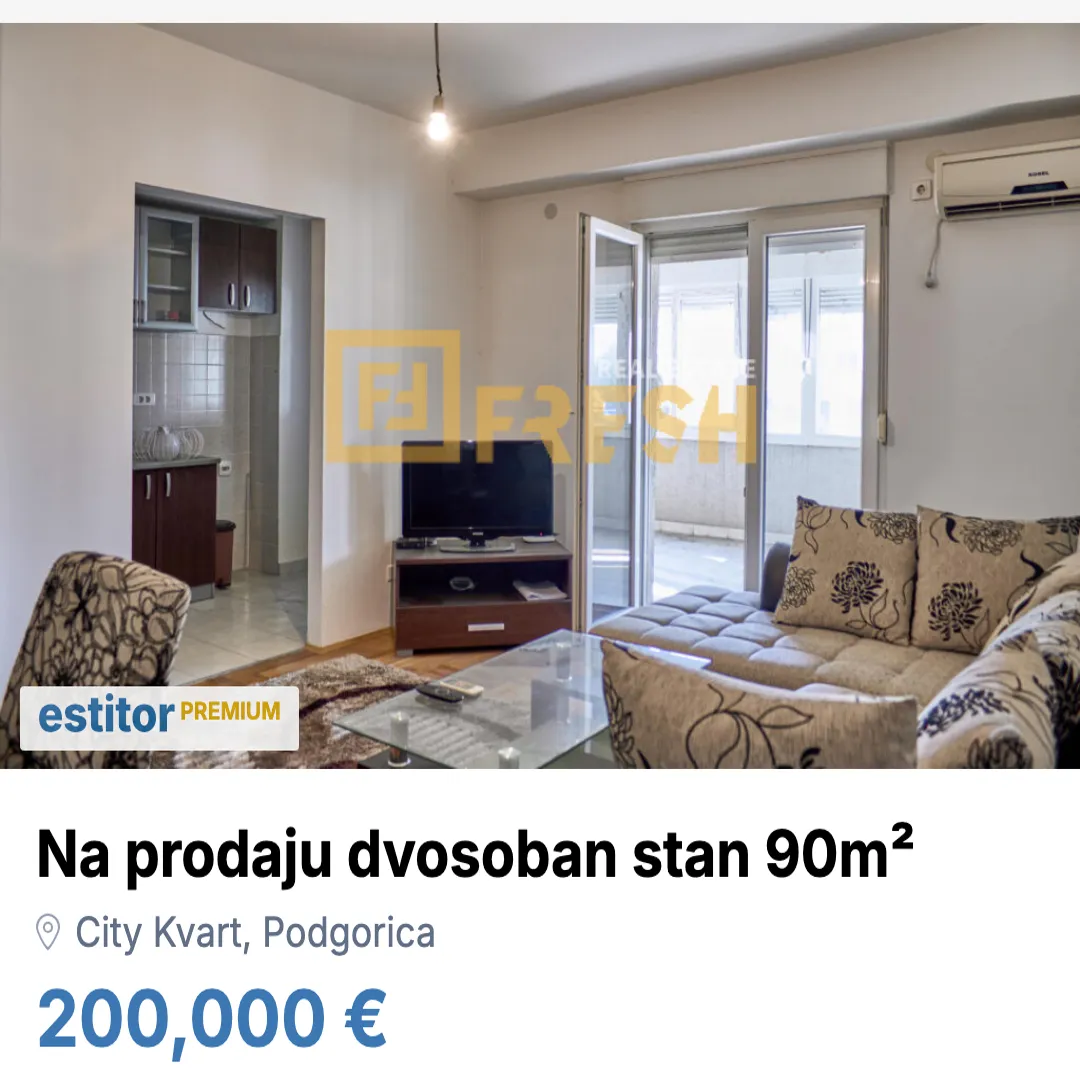 Sale, two bedroom apartment, 90m², City Kvart, Podgorica