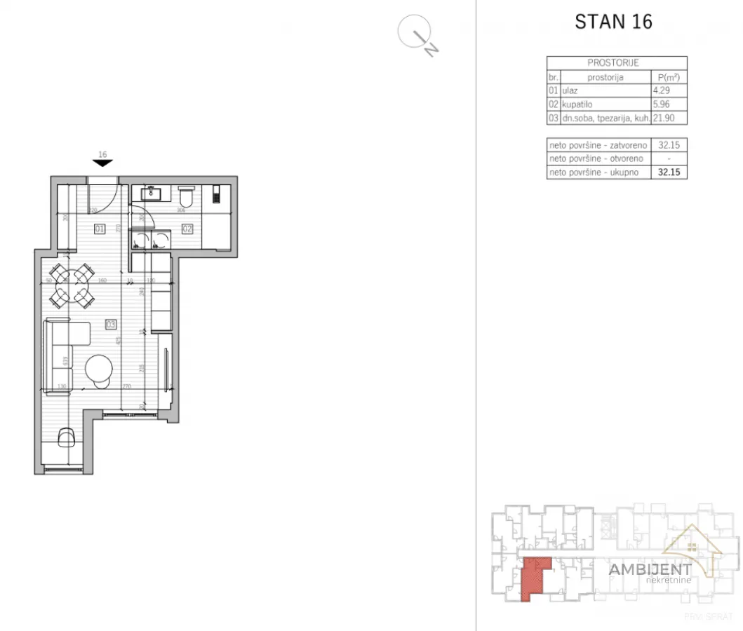 Prodaja, jednosoban stan, 32m², Nova Pazova, Stara Pazova