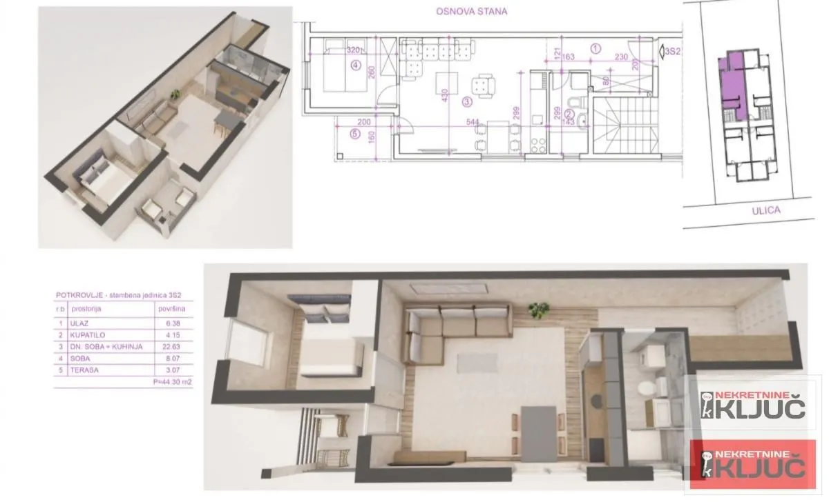 Prodaja, dvosoban stan, 44m², Adice, Novi Sad Sve Podlokacije