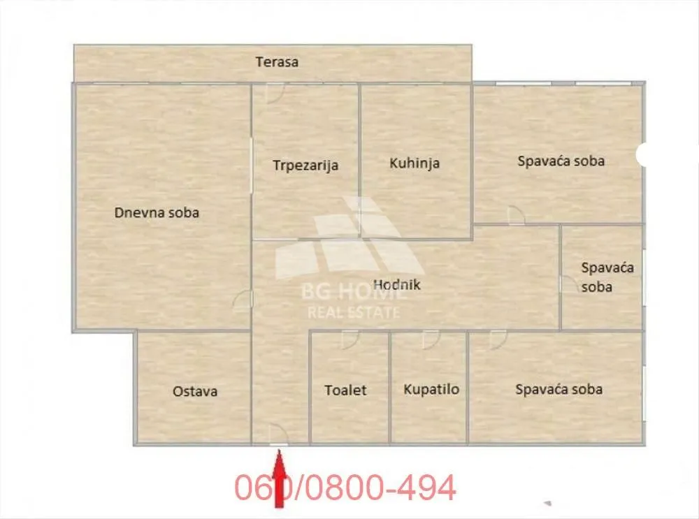 Osnova stana sa rasporedom prostorija.