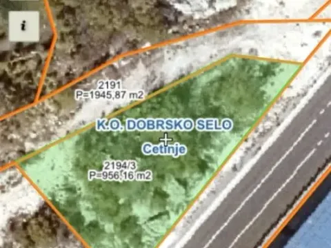 Prodaja, plac, 958m², Cetinje, Crna Gora