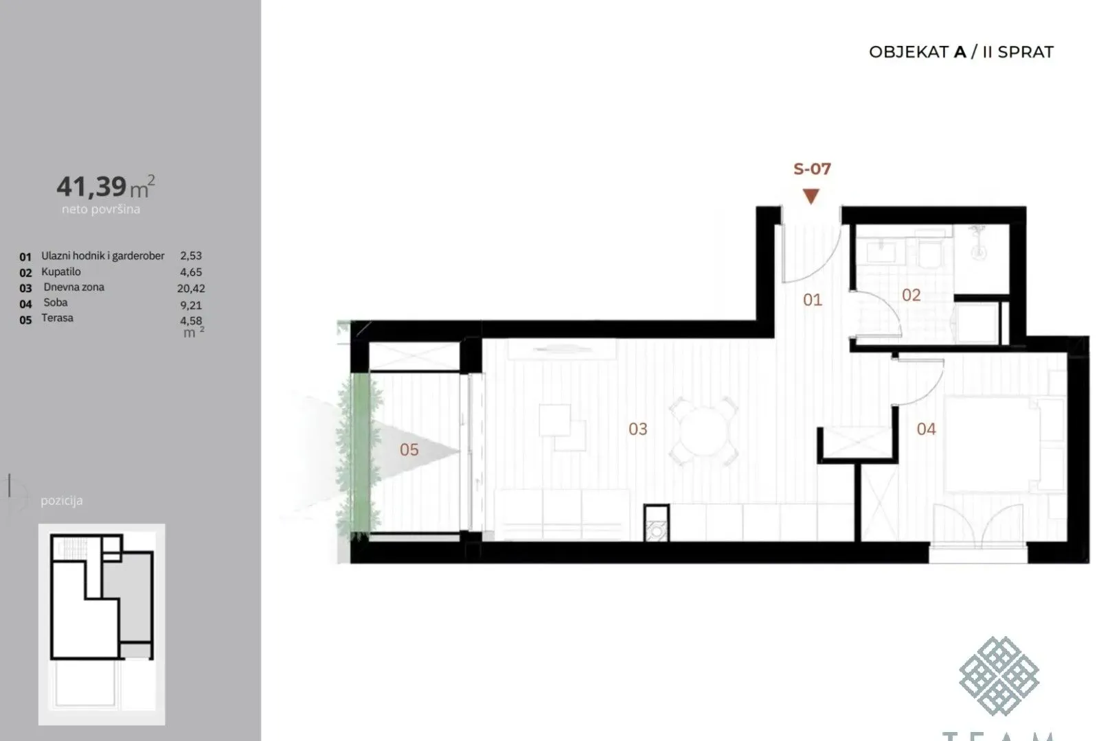Prodaja, jednosoban stan, 41m², Orahovac, Kotor