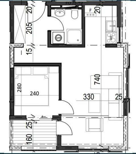 Sale, one bedroom apartment, 43m², Radanovići, Kotor