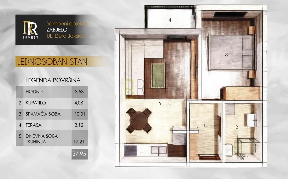 Prodaja, jednosoban stan, 35m², Zabjelo, Podgorica