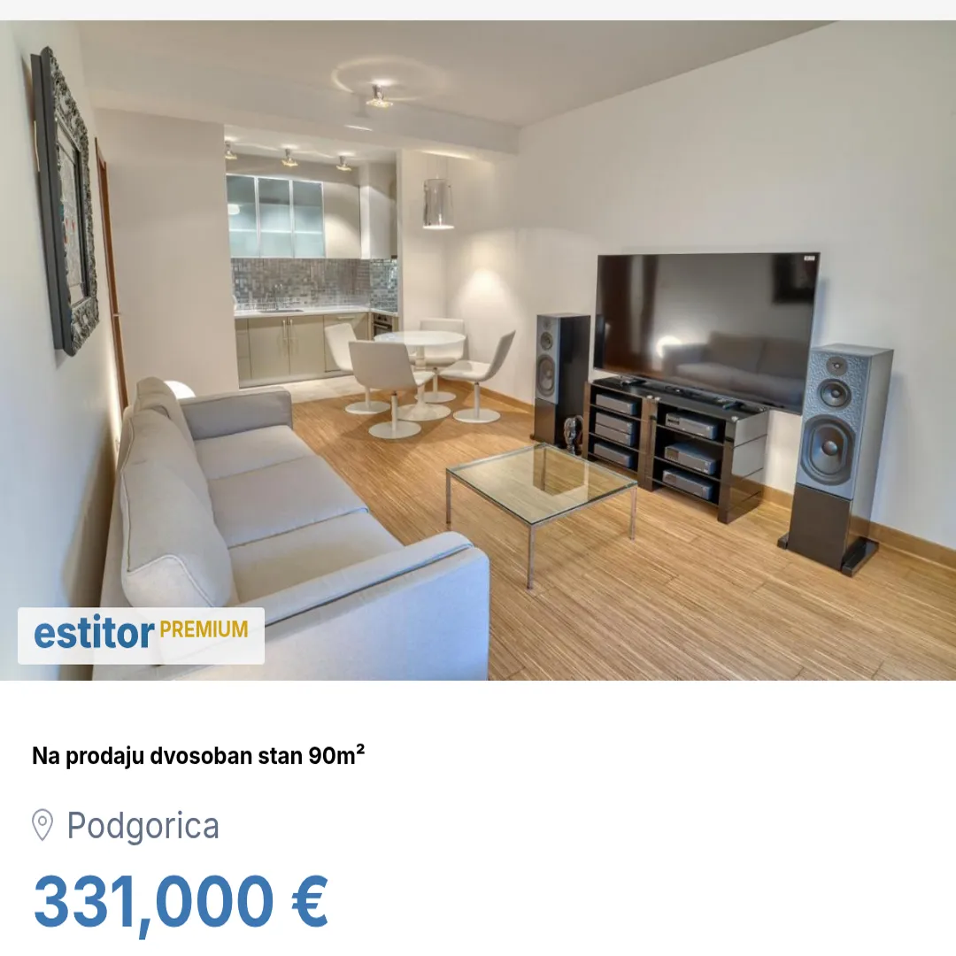 Prodaja, dvosoban stan, 90m², Podgorica, Crna Gora