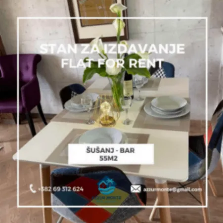 Izdavanje, jednosoban stan, 55m², Šušanj, Bar