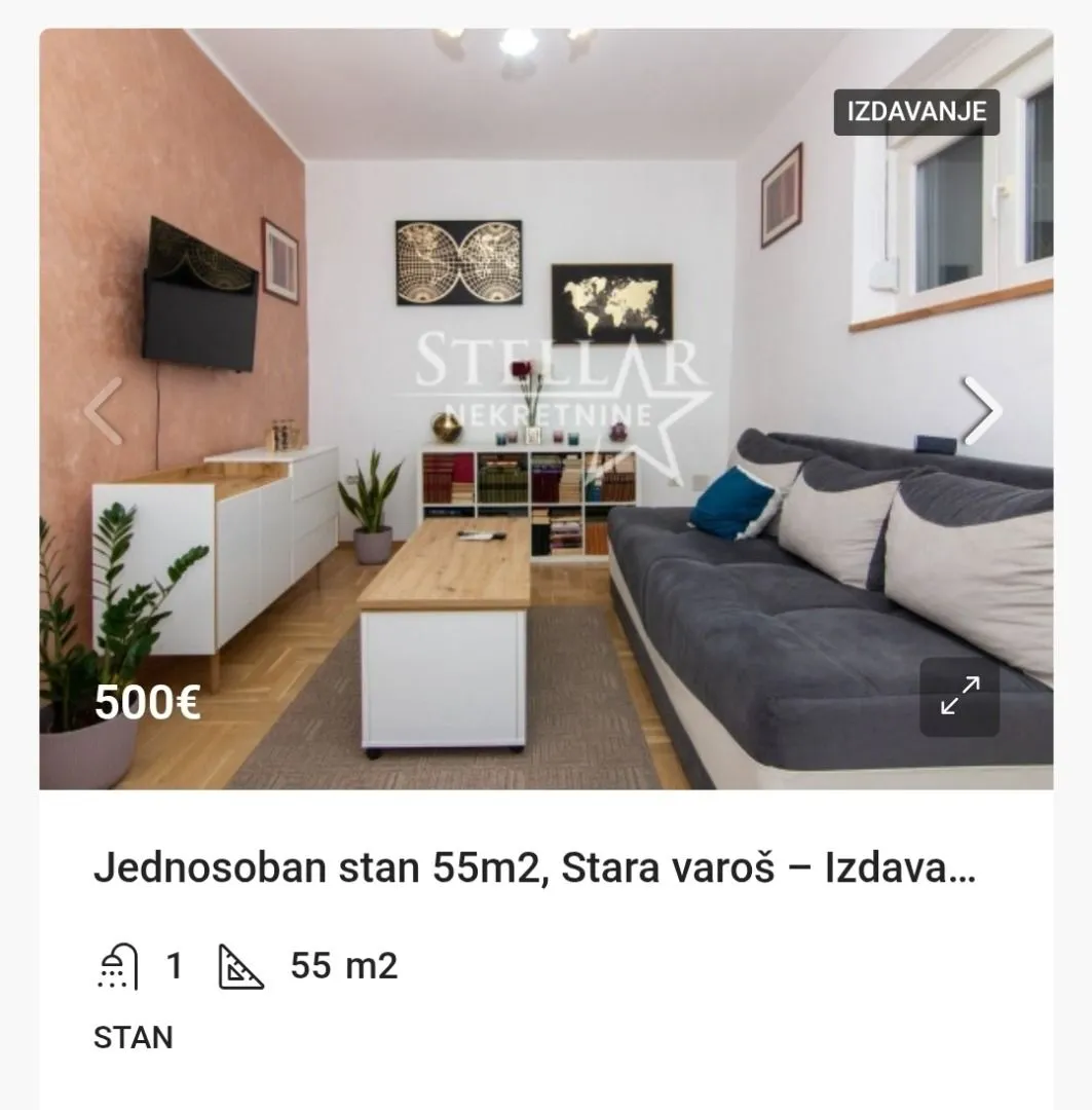 Rent, apartment, 55m², Stara Varoš, Podgorica