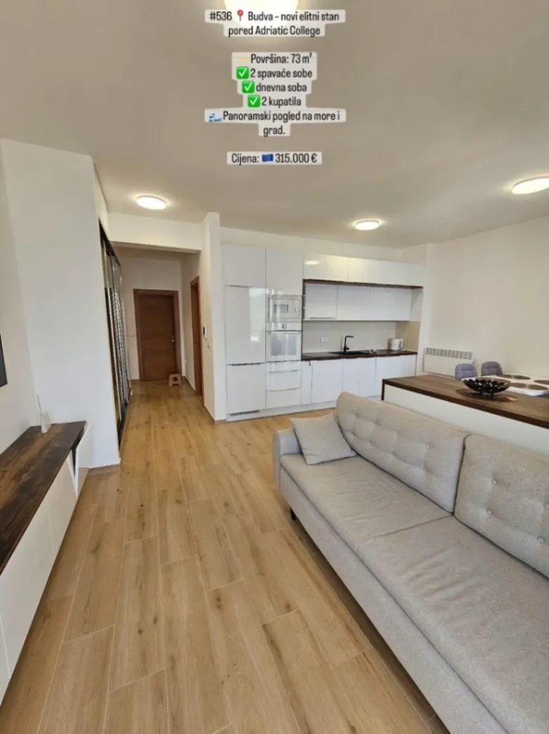 Sale, two bedroom apartment, 73m², Budva, Crna Gora