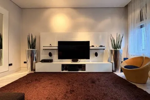 Living room with a TV unit, a large rug, and an armchair. - image 5