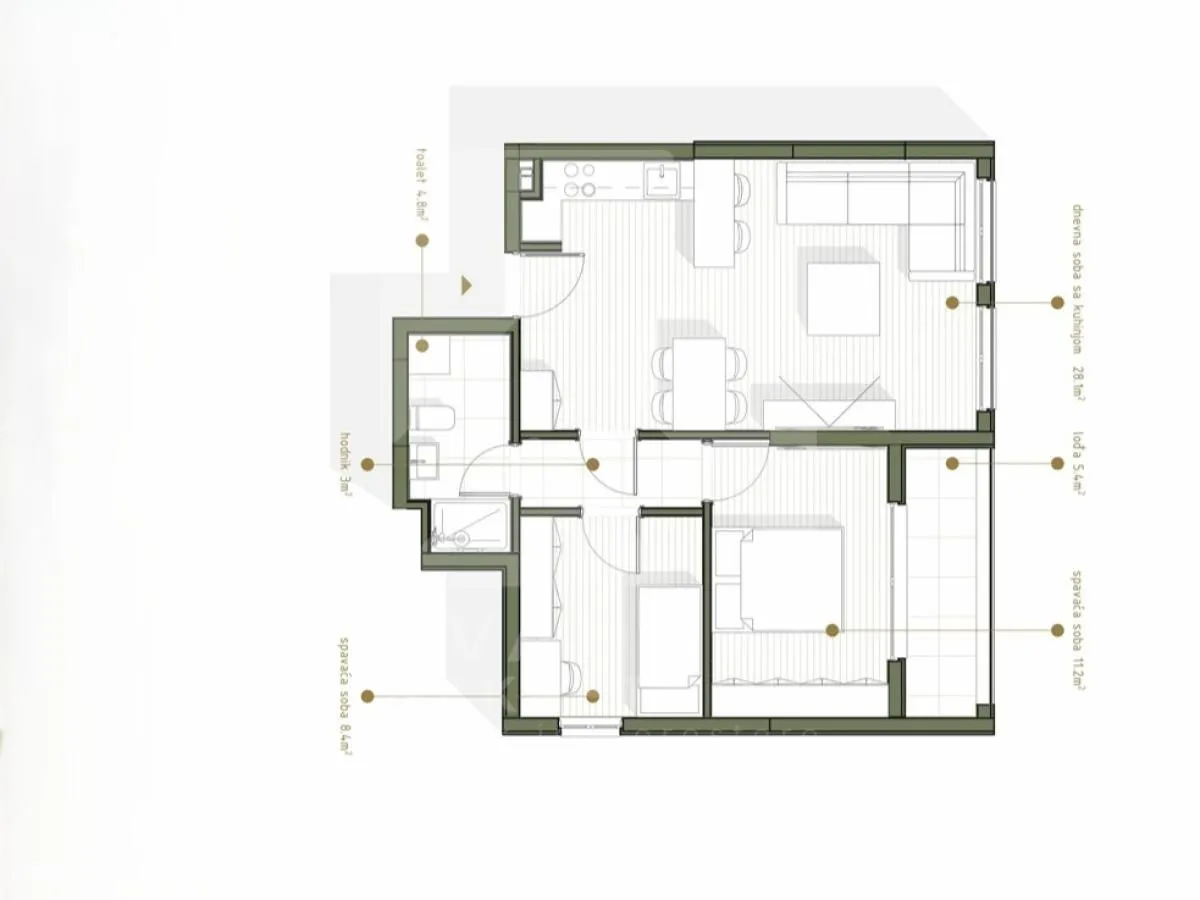 Prodaja, dvosoban stan, 60m², Zabjelo, Podgorica