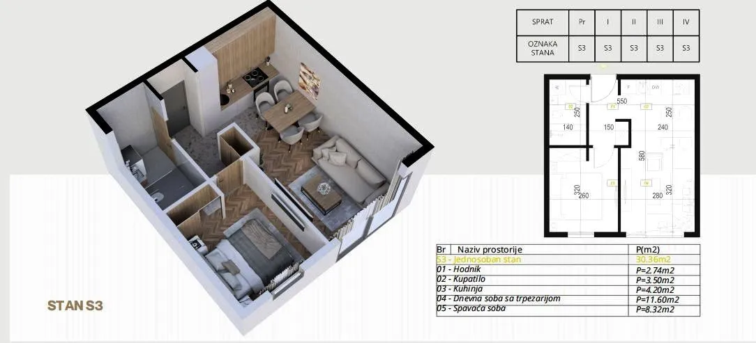 Sale, one bedroom apartment, 30m², Lazi, Budva