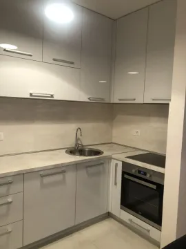 Moderna kuhinja sa bijelim elementima i ugradnim aparatima. - image 9