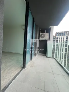 Unfurnished balcony with a glass railing and an air conditioning outdoor unit. - image 9