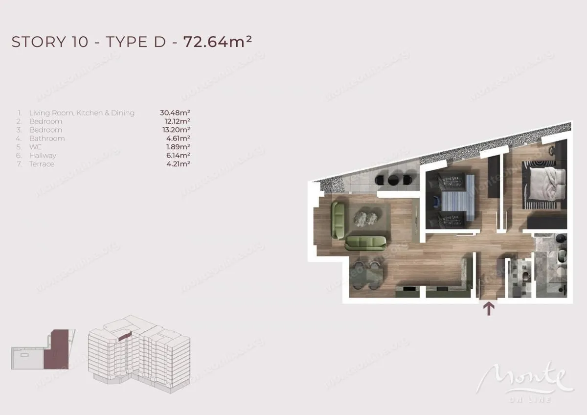 Prodaja, dvosoban stan, 72m², Bar, Crna Gora