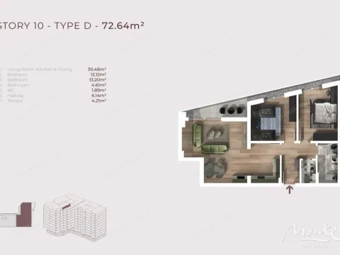 Prodaja, dvosoban stan, 72m², Bar, Crna Gora - image 7