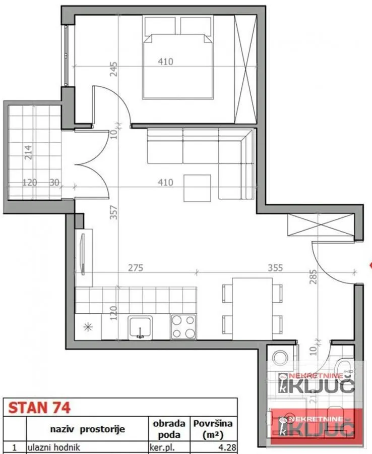 Prodaja, dvosoban stan, 43m², Sremska Kamenica, Petrovaradin
