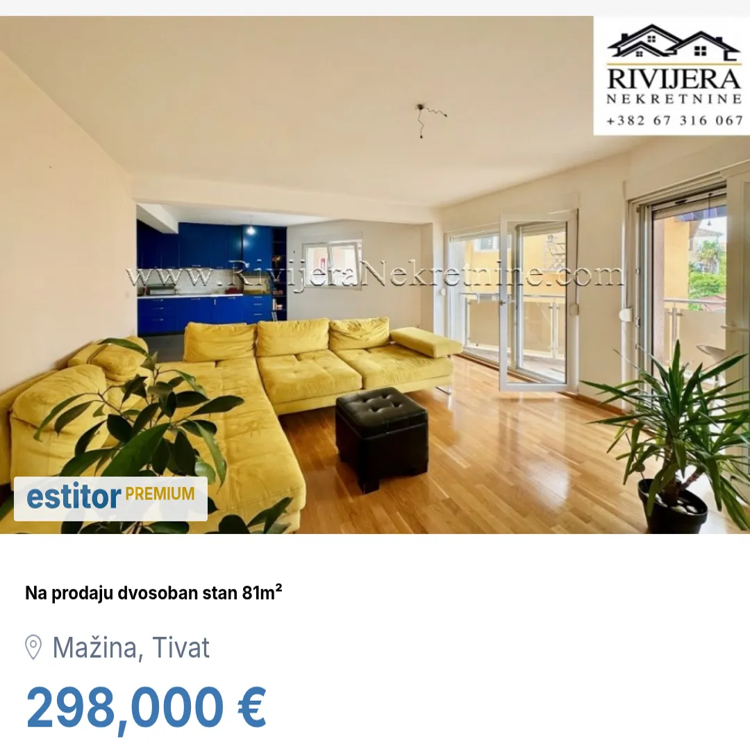 Prodaja, dvosoban stan, 81m², Mažina, Tivat