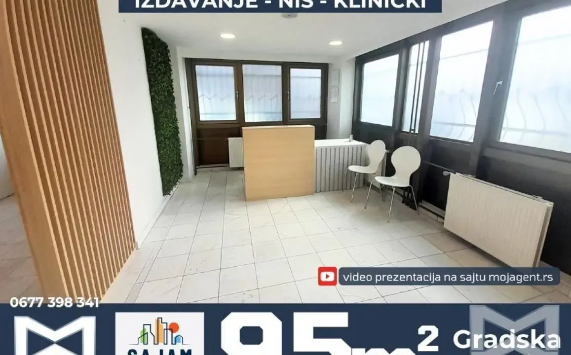 Izdavanje, poslovni prostor, 95m², Gradska Bolnica, Niš