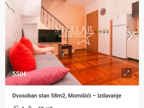 Izdavanje, stan, 58m², Momišići, Podgorica - image 1