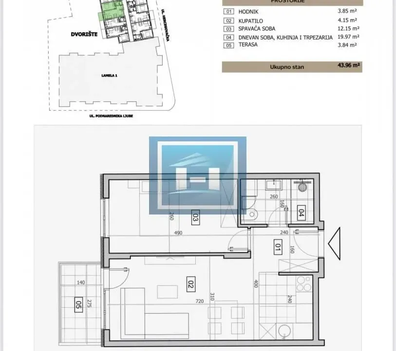 Sale, one bedroom apartment, 44m², Centar, Jagodina